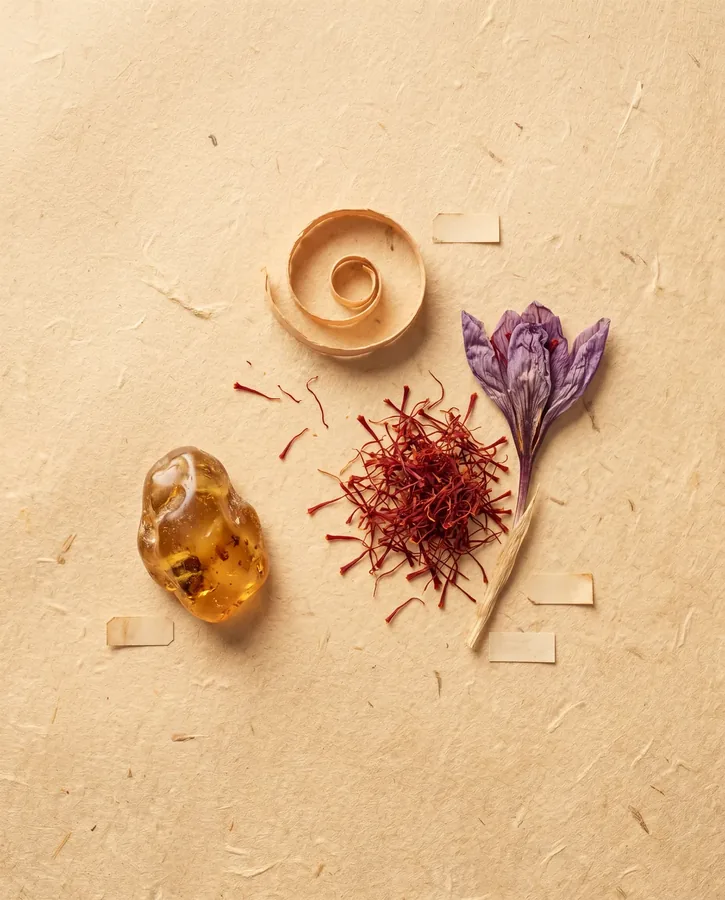 Crocus sativus, pressed