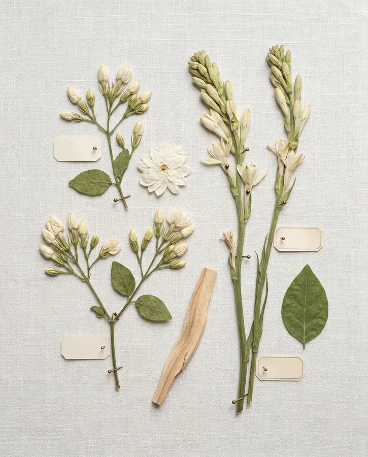 Jasminum sambac, pressed